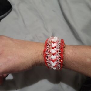 Chic Red and White Braided Bracelet